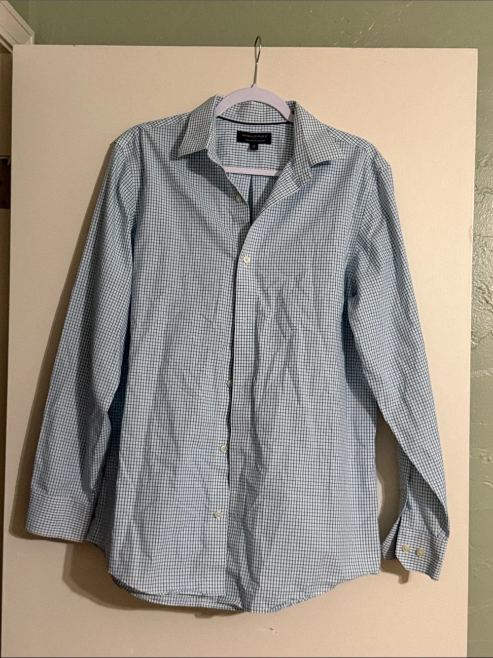 Banana Republic Light Blue Micro-Check Dress Shirt